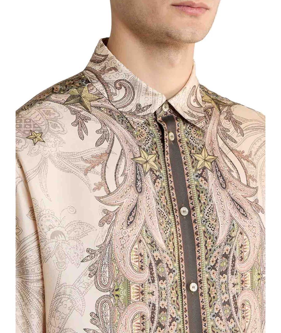 ETRO Бежевая шелковая кэжуал рубашка, фото 5