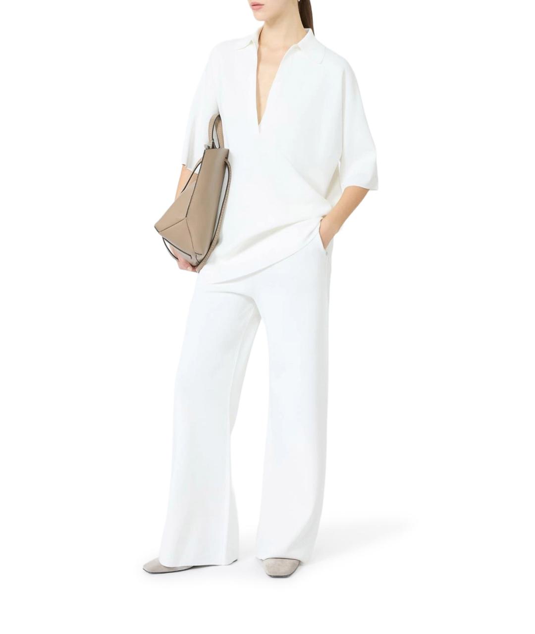 MAX MARA Белые вискозные брюки широкие, фото 2
