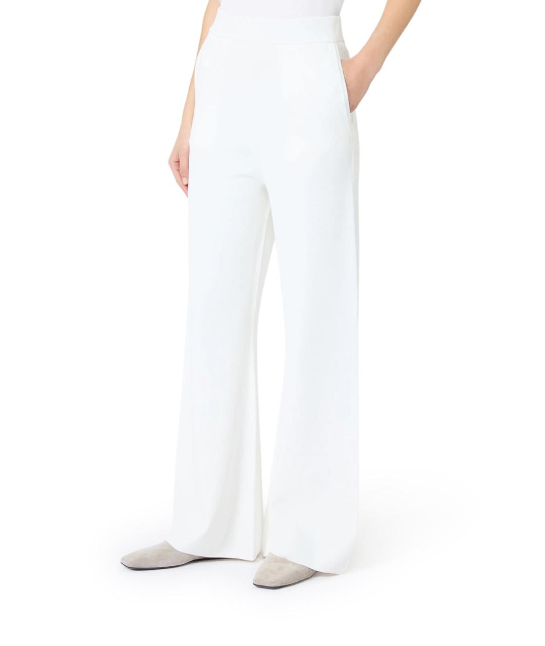 MAX MARA Белые вискозные брюки широкие, фото 3
