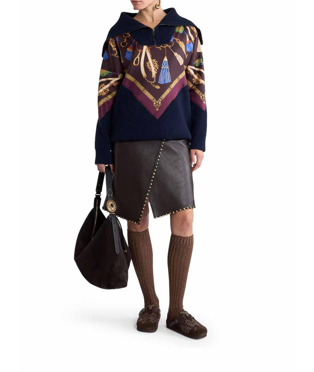 ETRO Коричневая кожаная юбка мини, фото 2