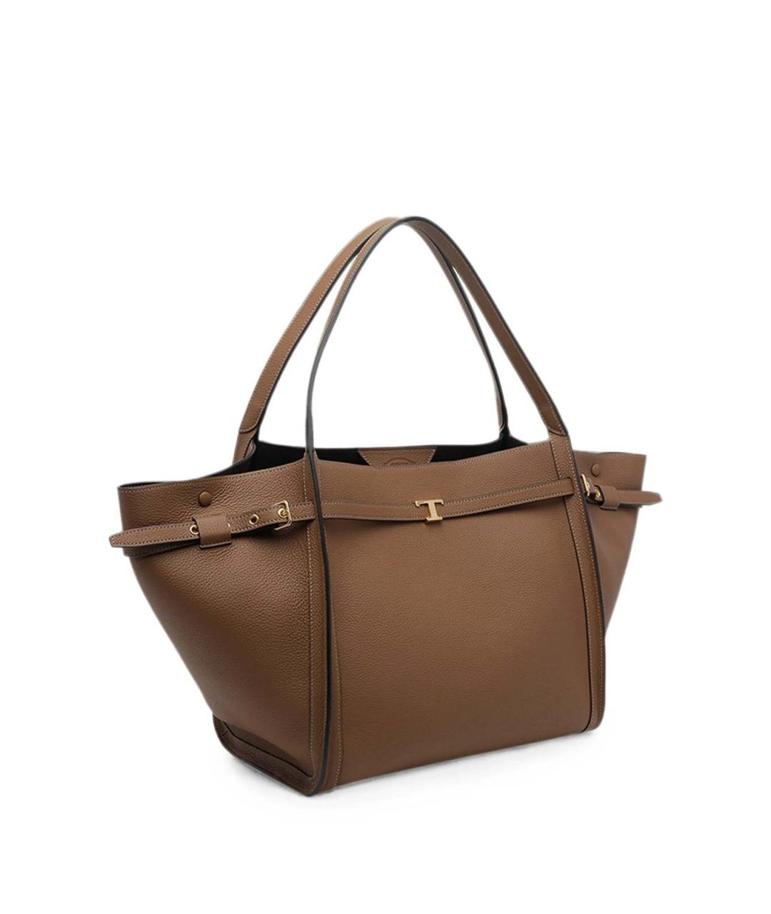 TOD'S Коричневая кожаная сумка тоут, фото 3