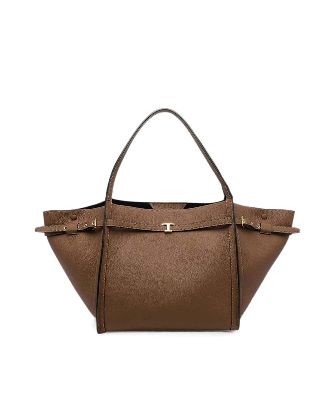 TOD'S Коричневая кожаная сумка тоут, фото 1