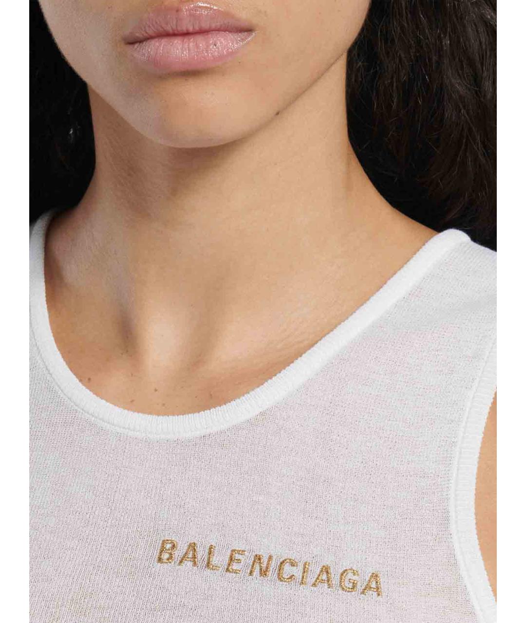 BALENCIAGA Белая хлопковая майка, фото 5