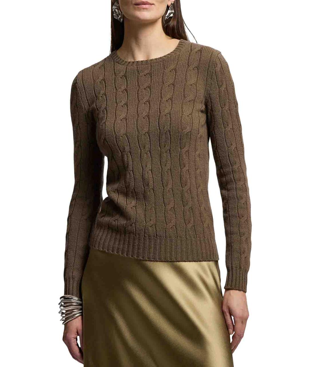 RALPH LAUREN PURPLE LABEL Коричневый кашемировый джемпер / свитер, фото 3