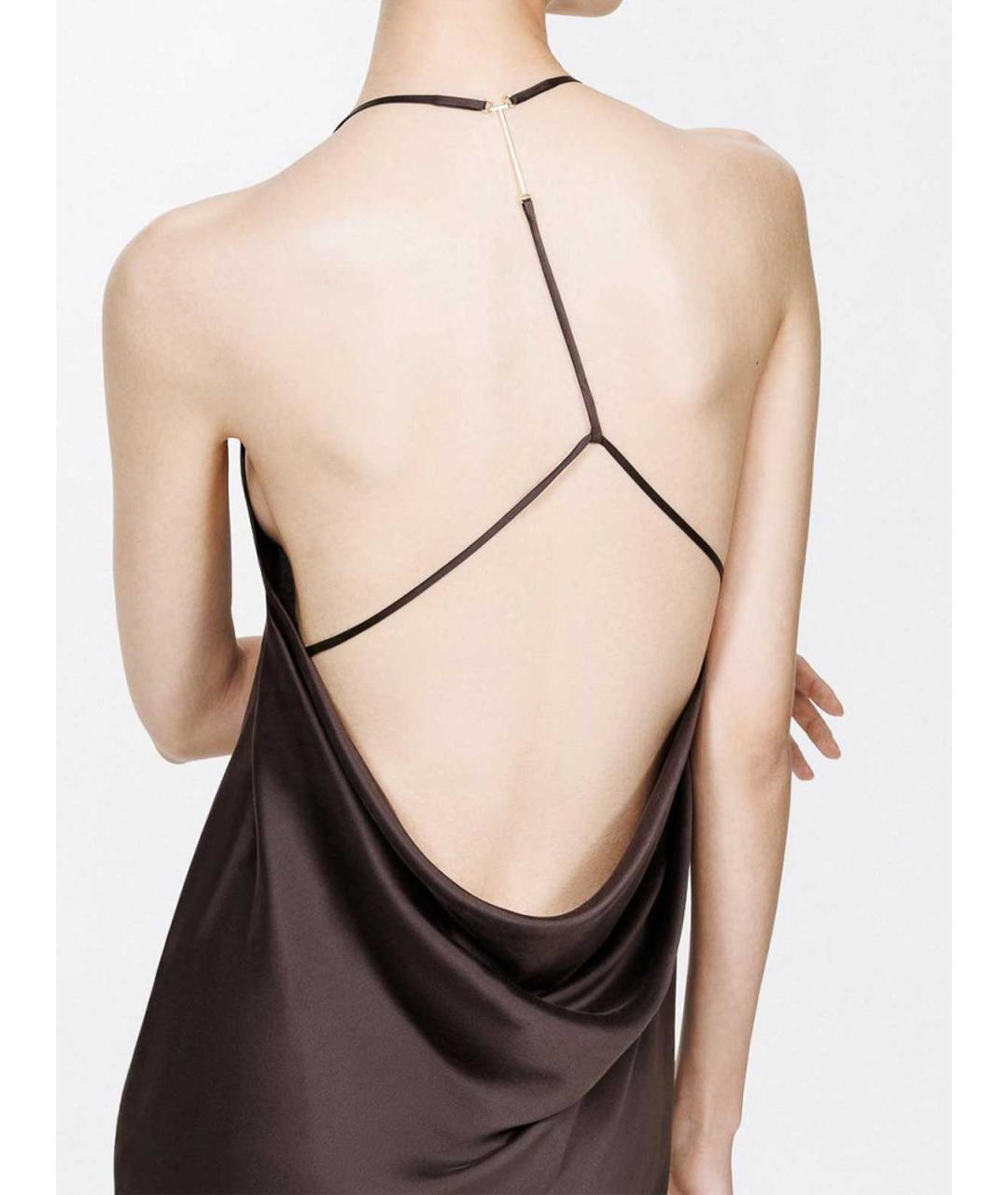 TOM FORD Коричневое шелковое вечернее платье, фото 4