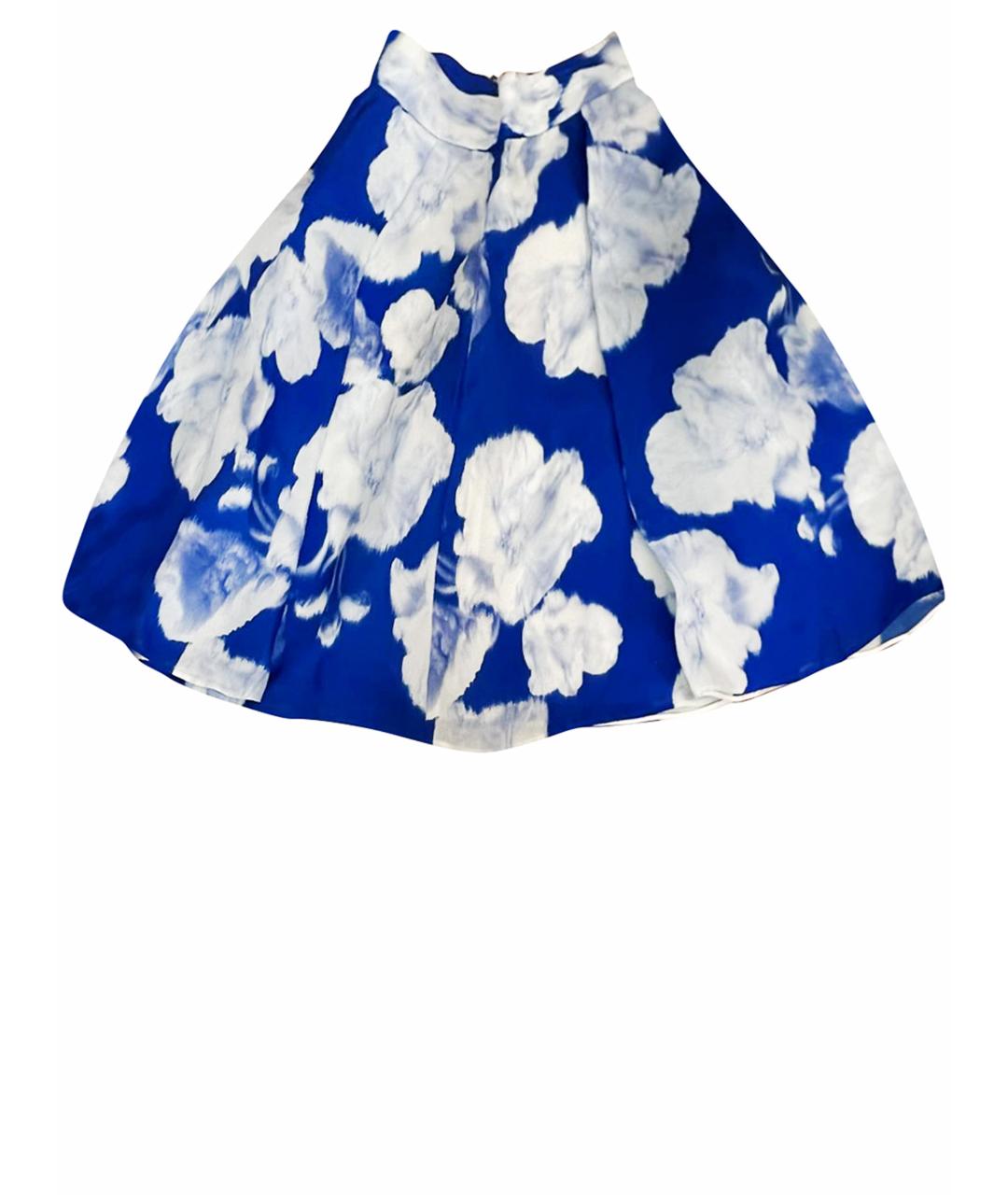 CH CAROLINA HERRERA Синяя шелковая юбка миди, фото 1