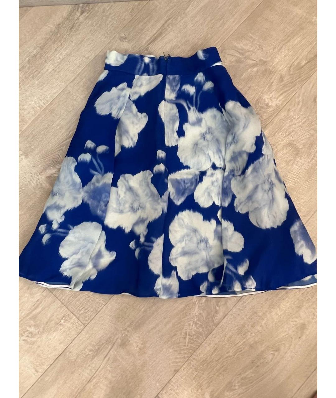 CH CAROLINA HERRERA Синяя шелковая юбка миди, фото 2