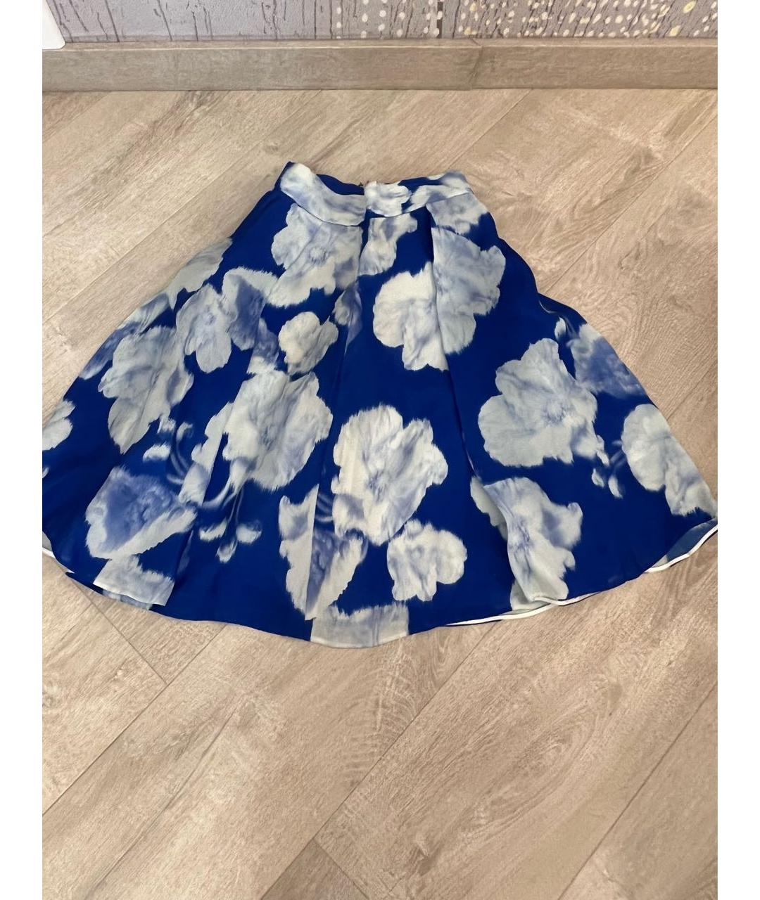 CH CAROLINA HERRERA Синяя шелковая юбка миди, фото 6