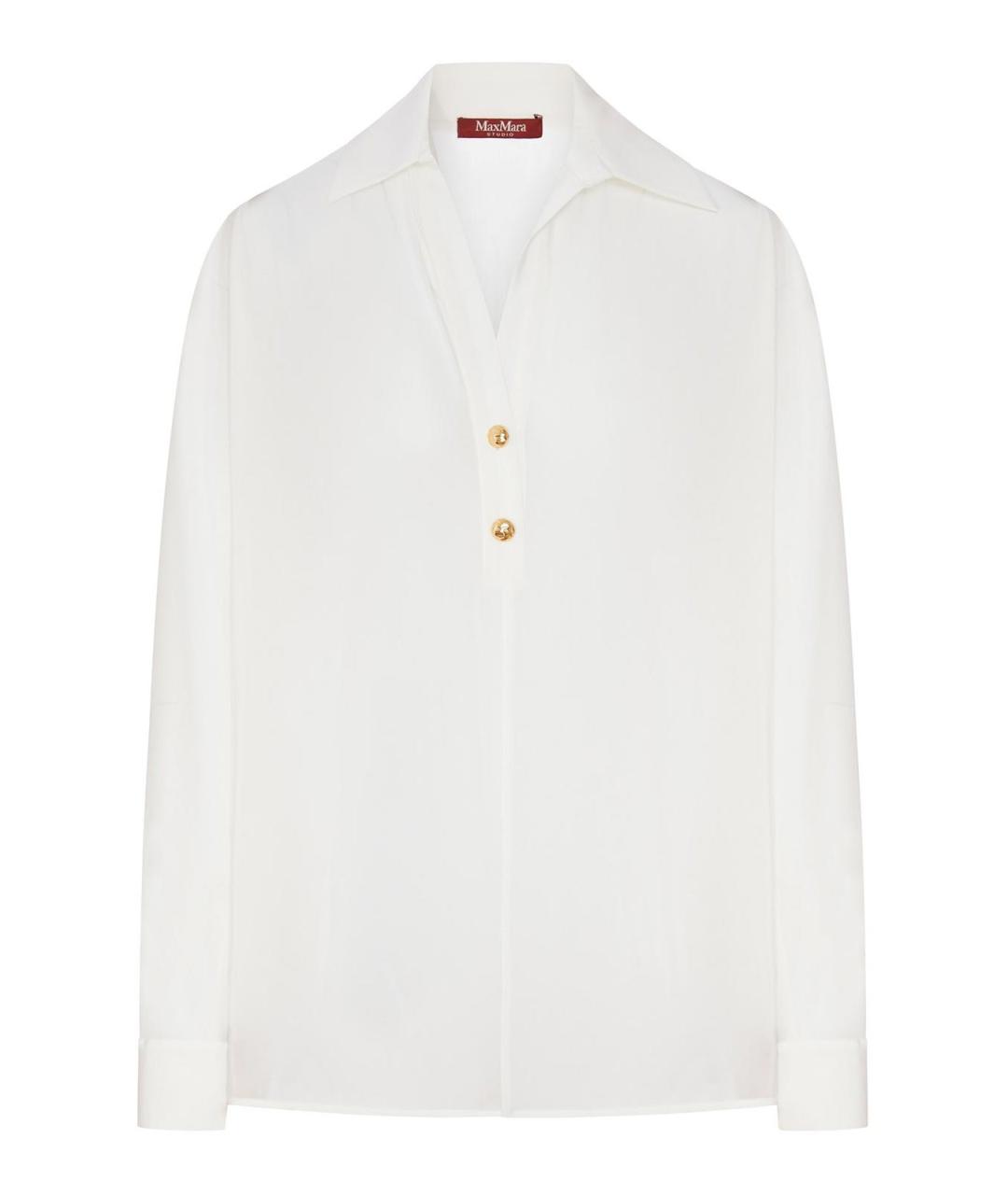 MAX MARA Белая креповая рубашка, фото 1