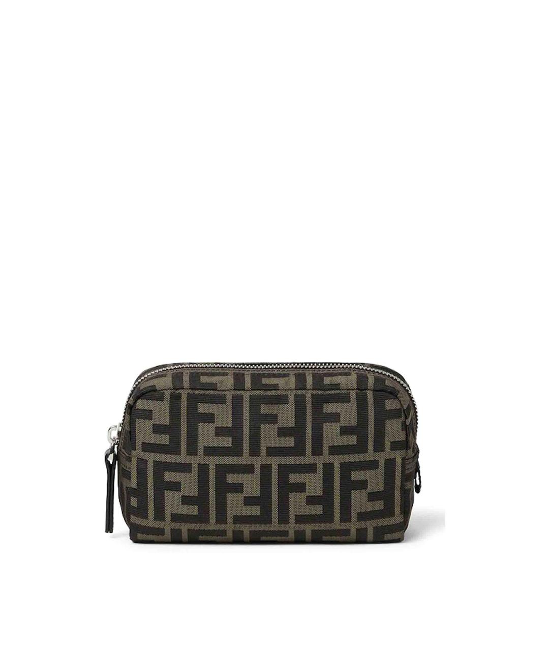 FENDI Коричневая тканевая косметичка, фото 1