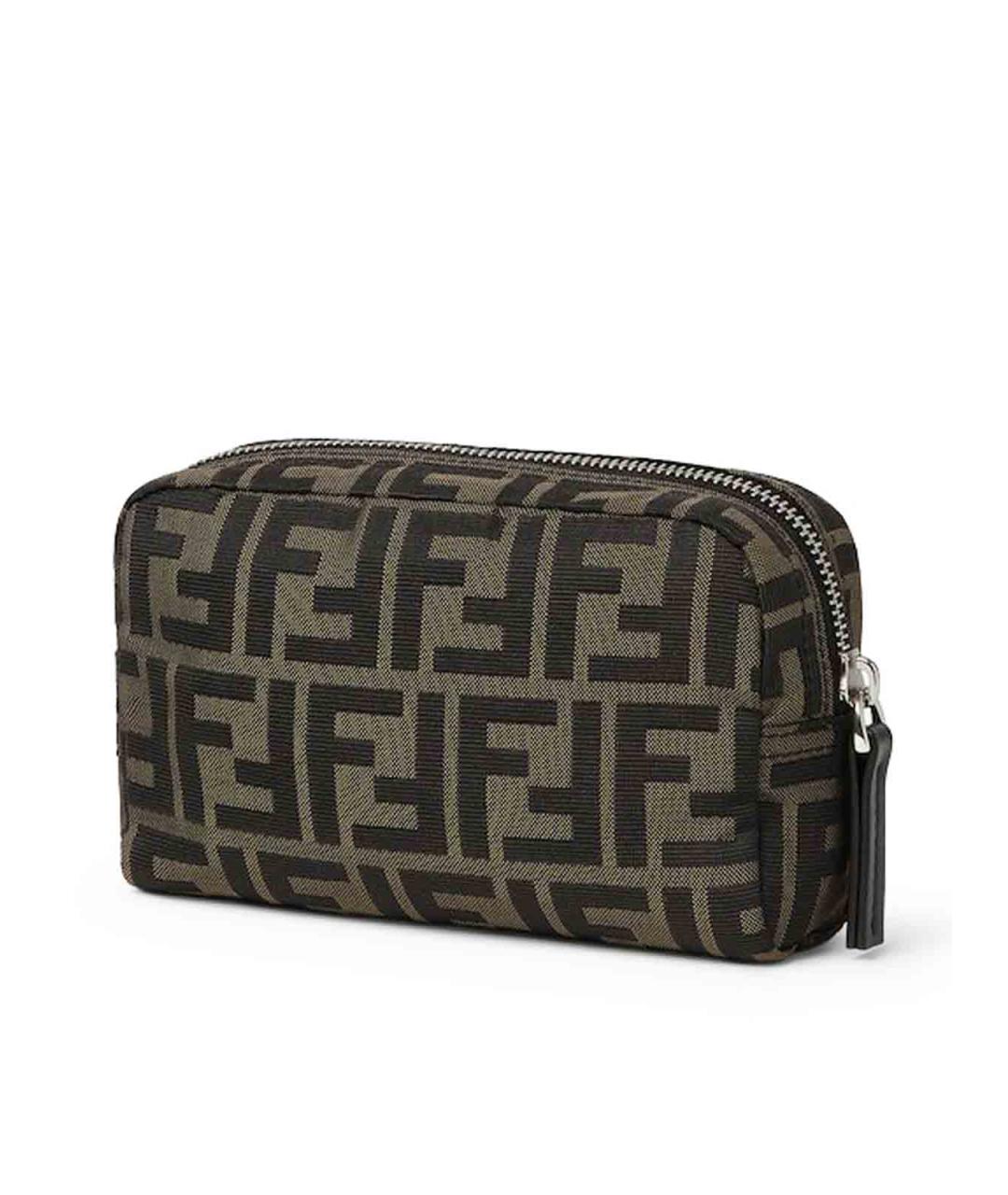 FENDI Коричневая тканевая косметичка, фото 2