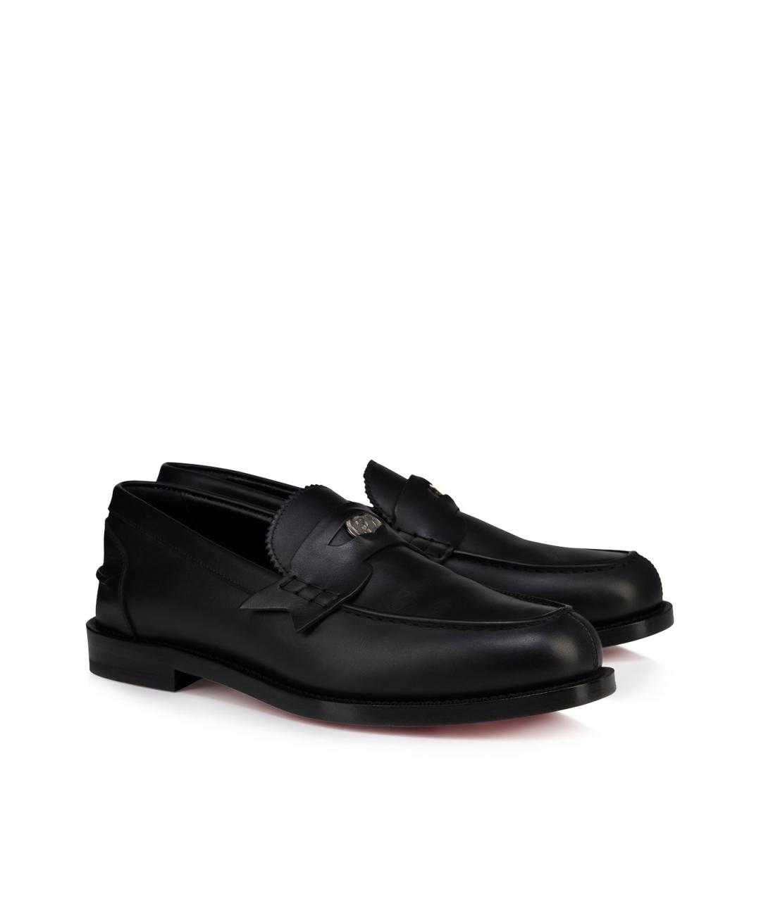 CHRISTIAN LOUBOUTIN Черные кожаные лоферы, фото 2