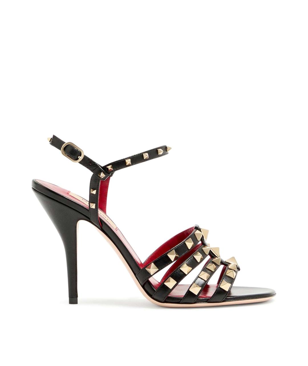 VALENTINO Черные кожаные босоножки, фото 1