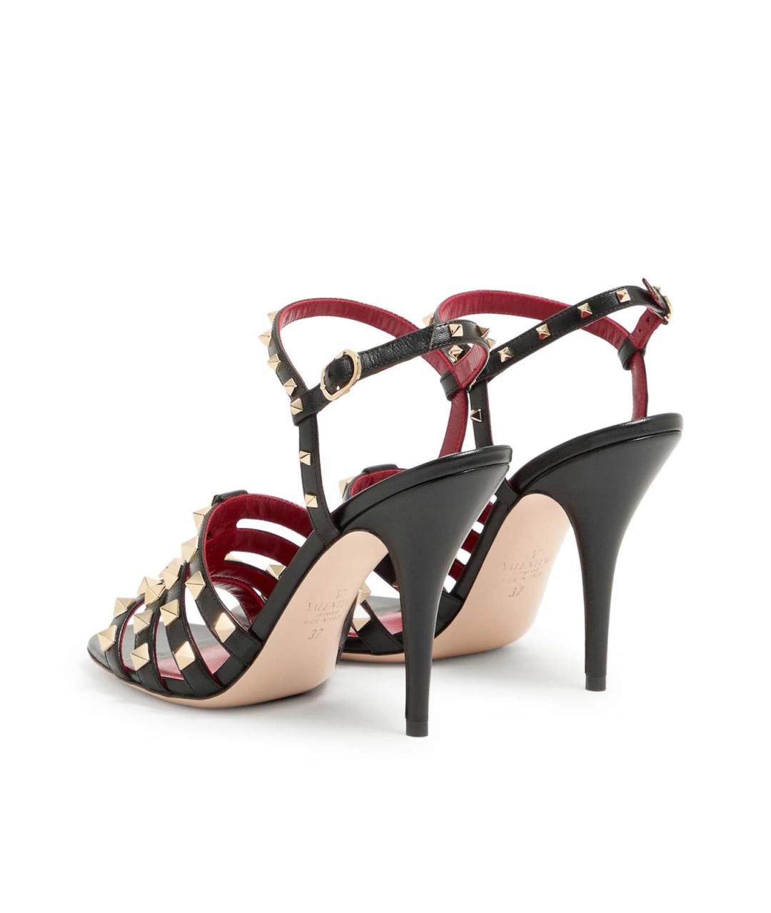 VALENTINO Черные кожаные босоножки, фото 4