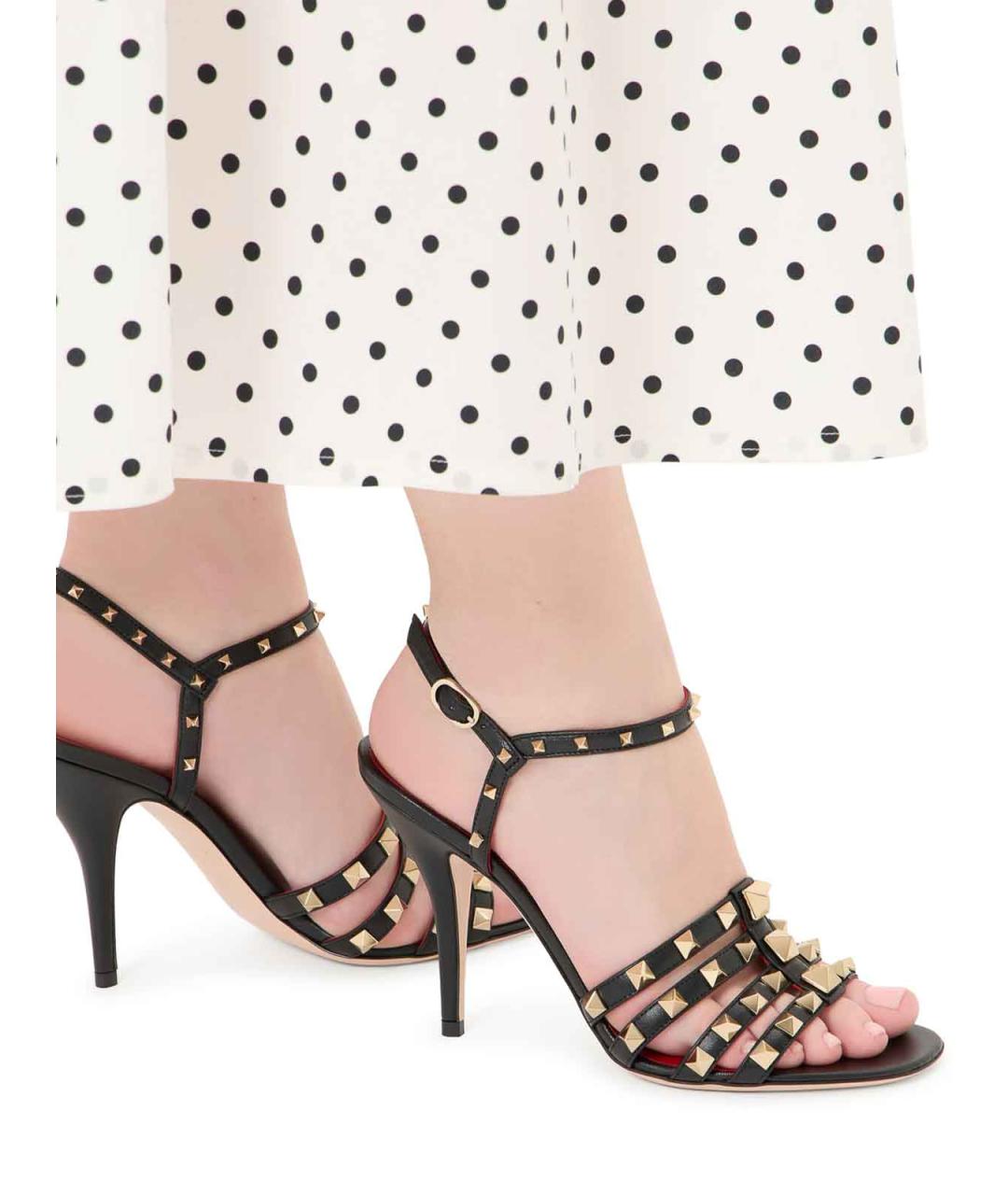 VALENTINO Черные кожаные босоножки, фото 2