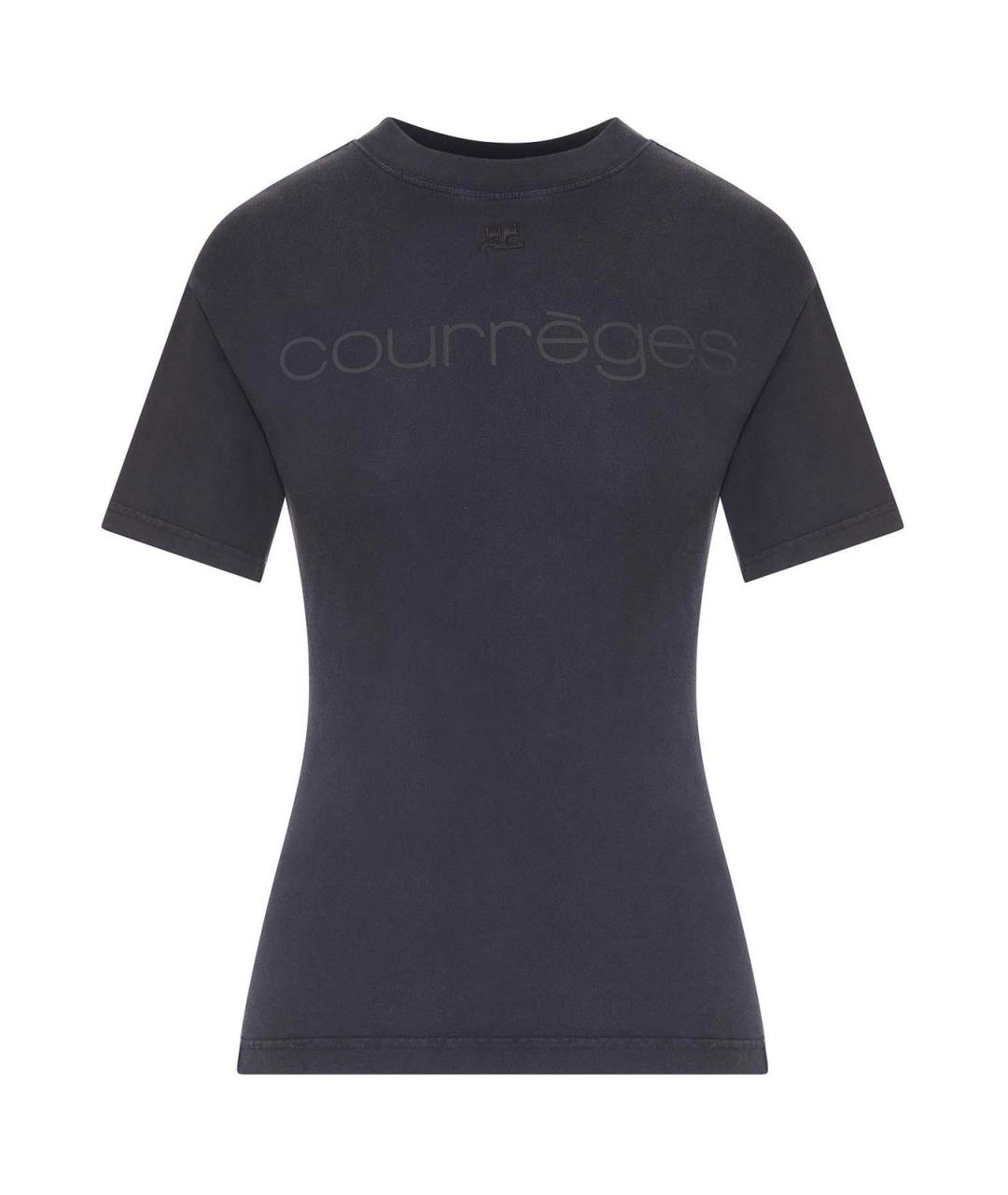 COURREGES Черная хлопко-эластановая футболка, фото 1