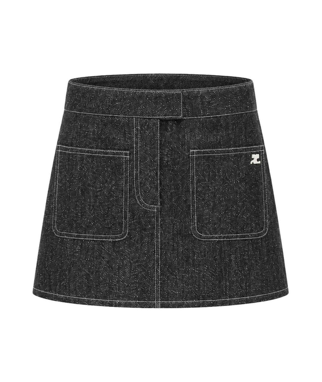 COURREGES Черная ацетатная юбка мини, фото 1