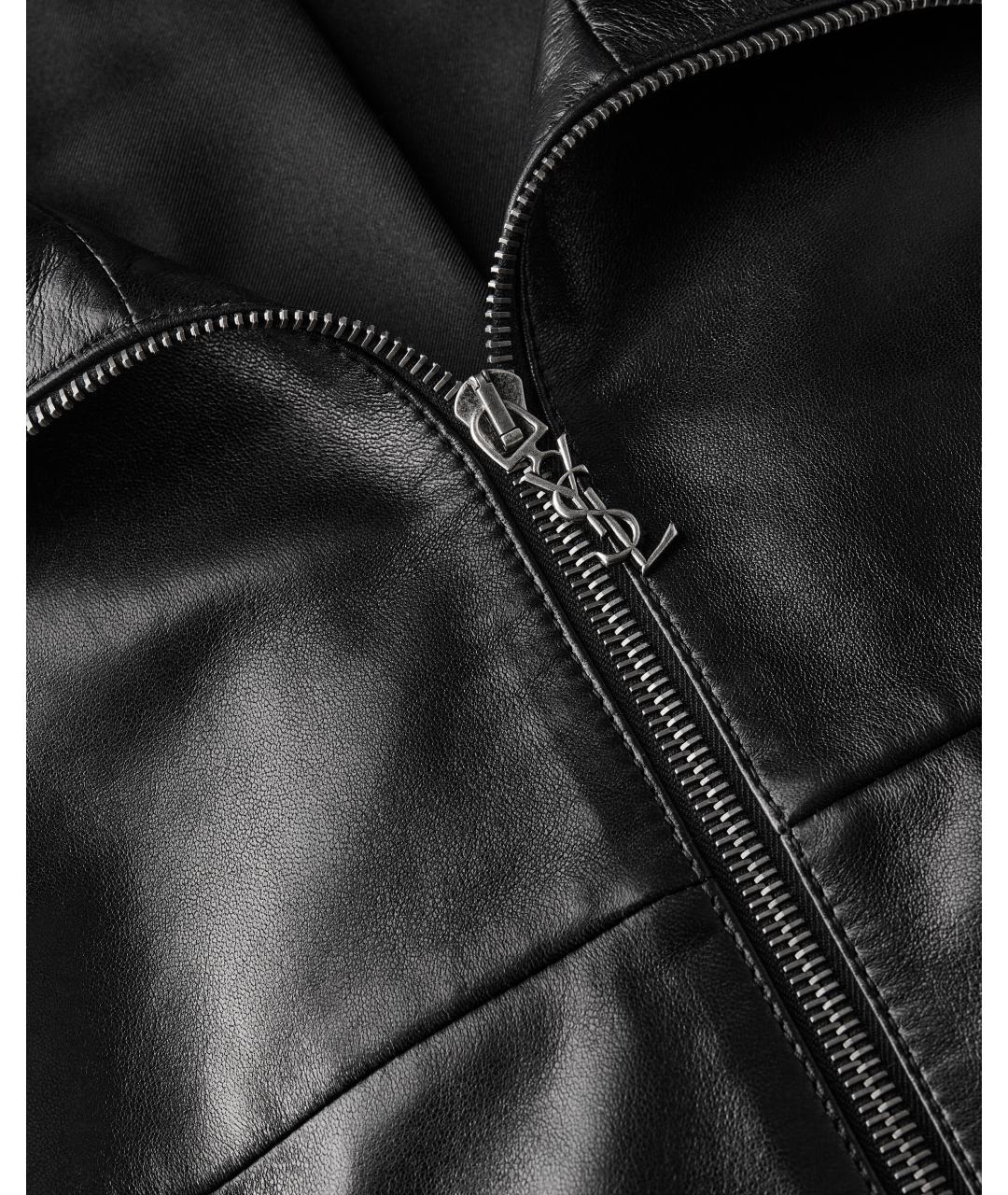 SAINT LAURENT Черная кожаная куртка, фото 4