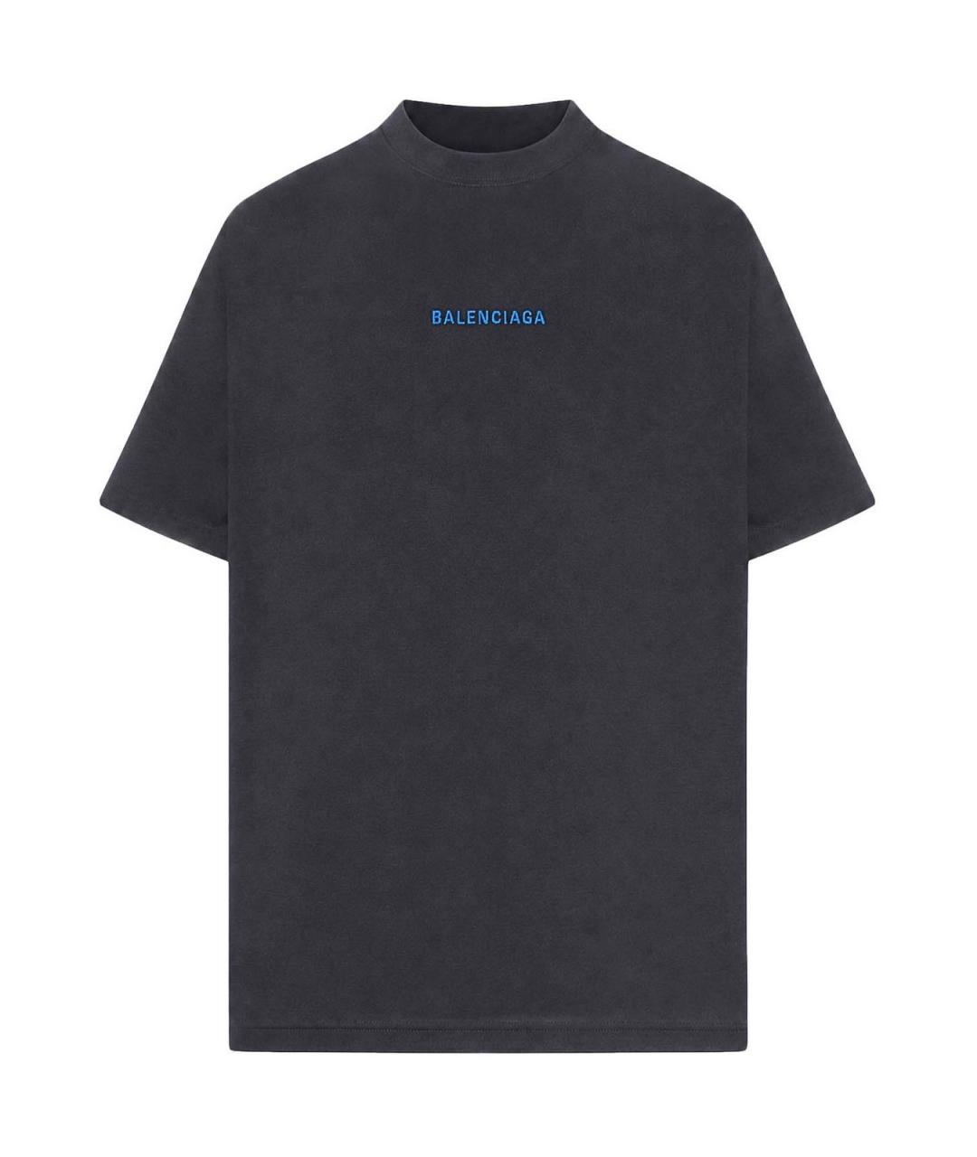 BALENCIAGA Черная хлопковая футболка, фото 1