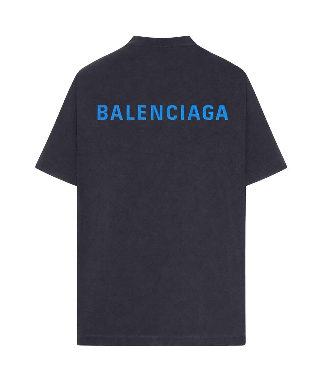 BALENCIAGA Черная хлопковая футболка, фото 2