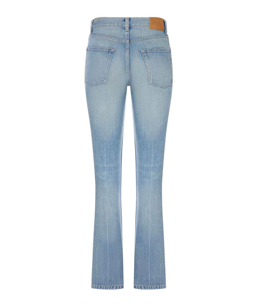 SAINT LAURENT Голубые хлопко-эластановые прямые джинсы, фото 2