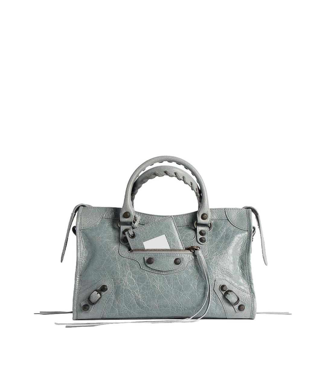 BALENCIAGA Голубая кожаная сумка тоут, фото 1