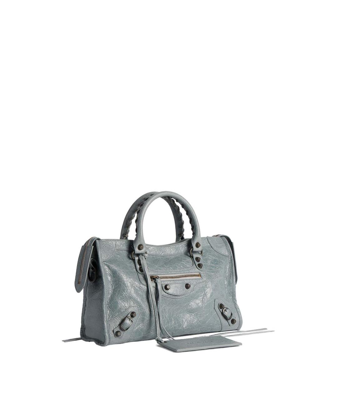 BALENCIAGA Голубая кожаная сумка тоут, фото 3