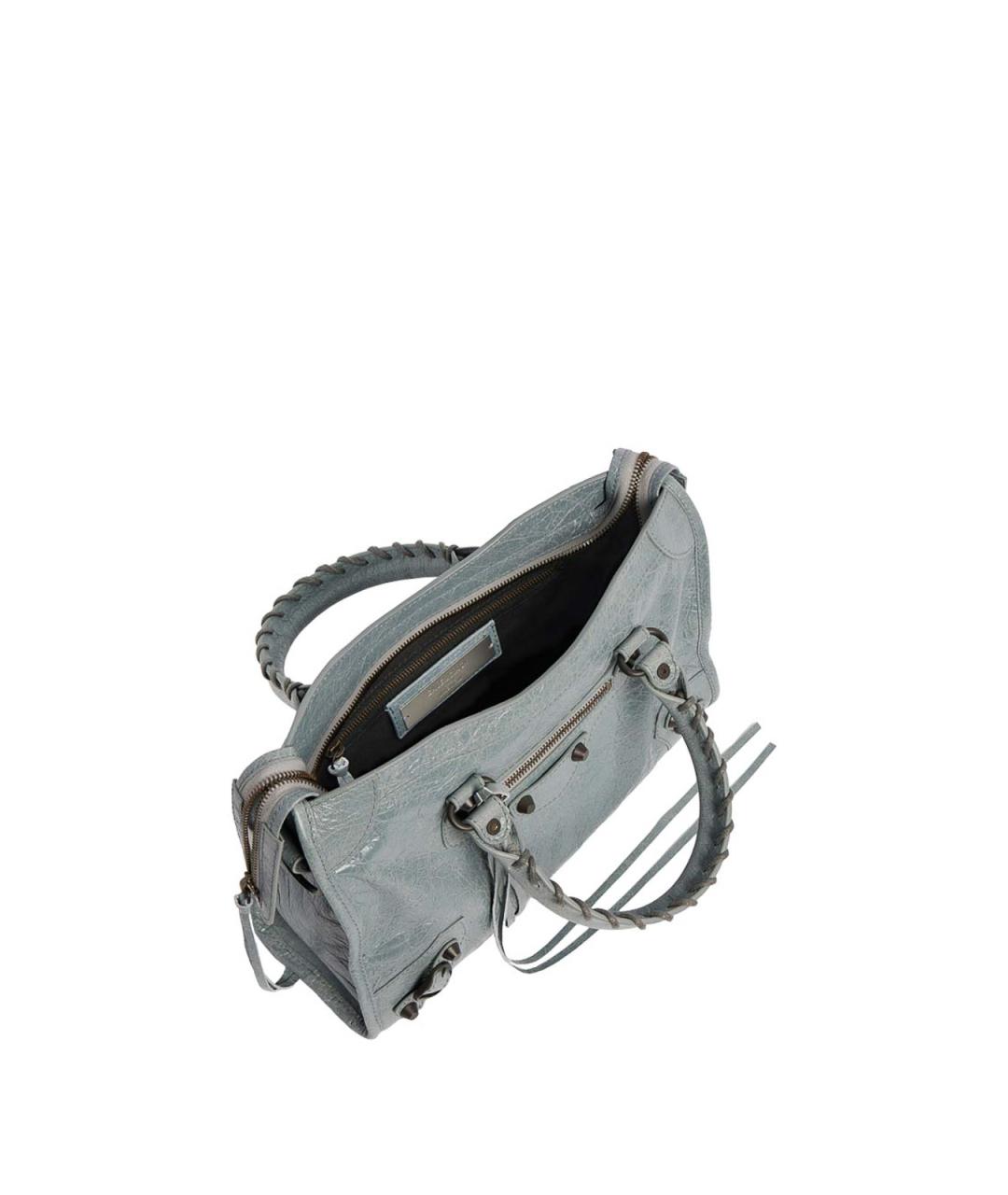 BALENCIAGA Голубая кожаная сумка тоут, фото 7