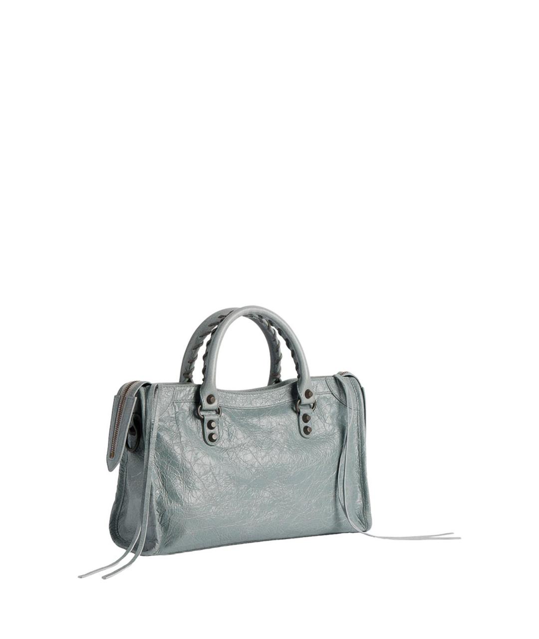 BALENCIAGA Голубая кожаная сумка тоут, фото 4