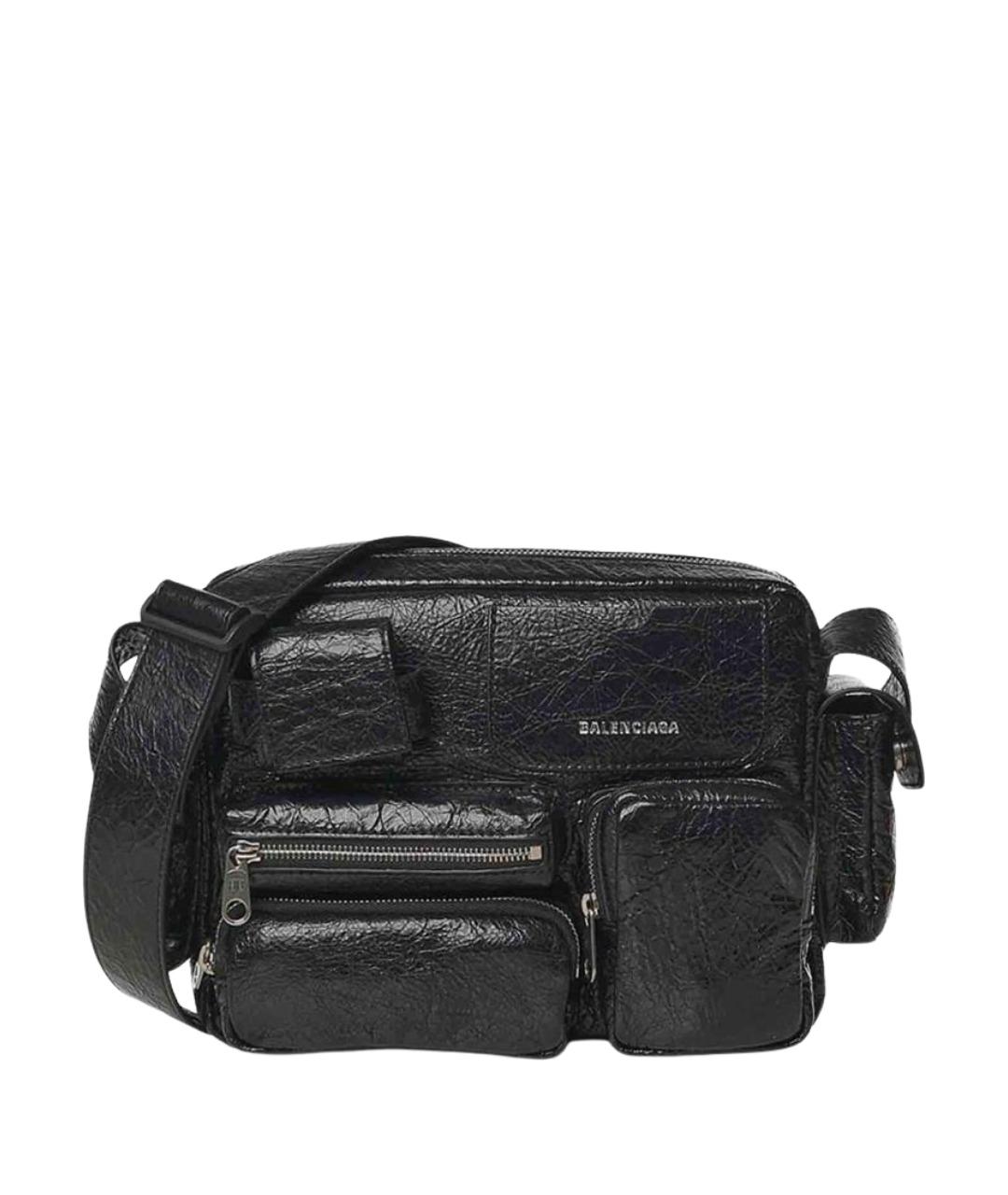 BALENCIAGA Черная кожаная сумка на плечо, фото 1