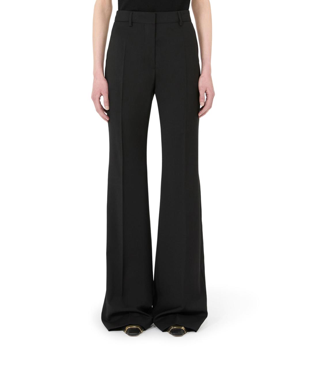 SPORTMAX Черные шерстяные прямые брюки, фото 3