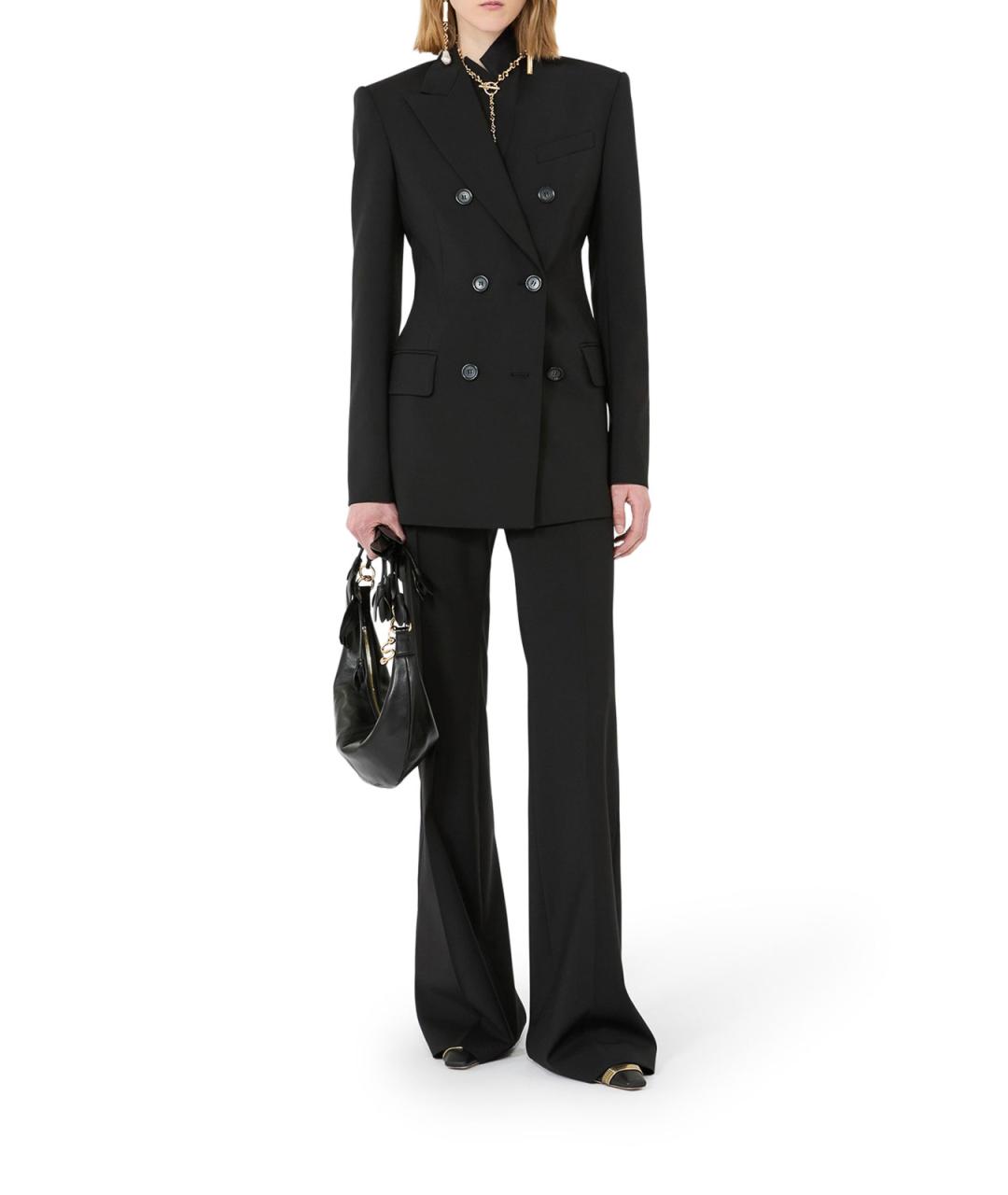 SPORTMAX Черные шерстяные прямые брюки, фото 2