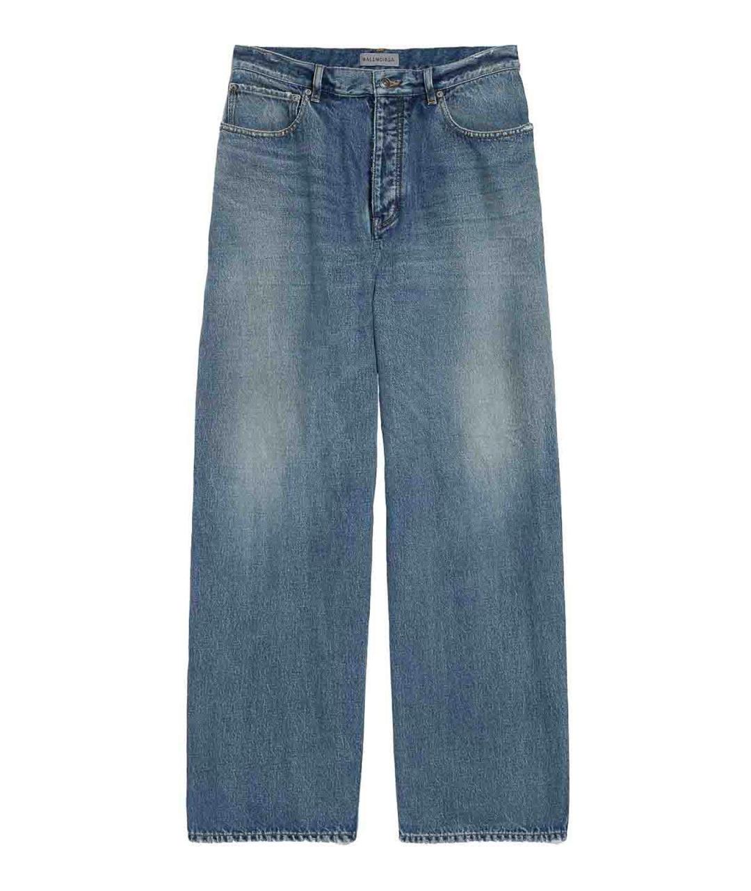 BALENCIAGA Синие хлопковые прямые джинсы, фото 1