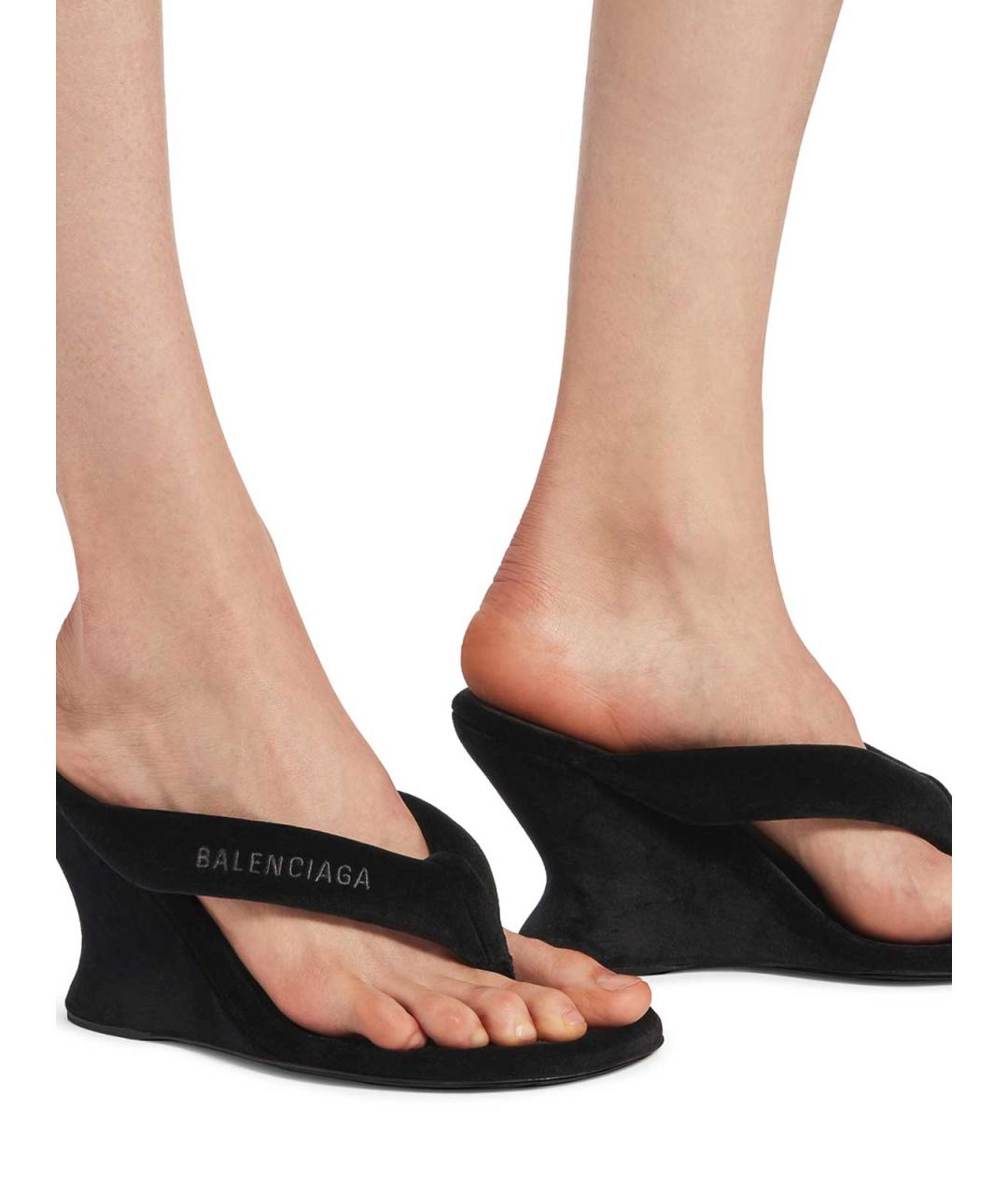 BALENCIAGA Черные текстильные мюли, фото 3
