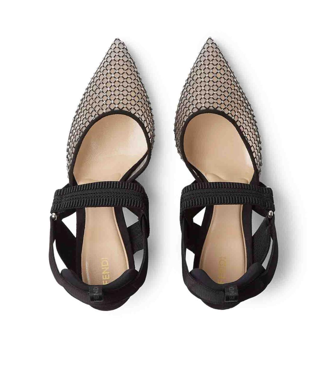 FENDI Черные текстильные туфли, фото 4