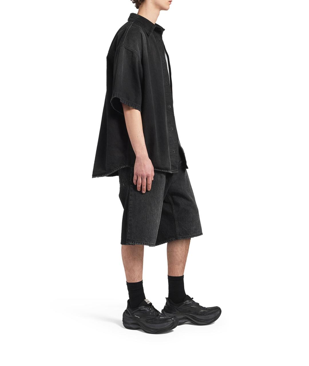 BALENCIAGA Черная хлопковая кэжуал рубашка, фото 3