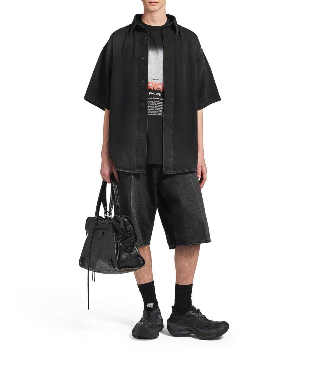 BALENCIAGA Черная хлопковая кэжуал рубашка, фото 2