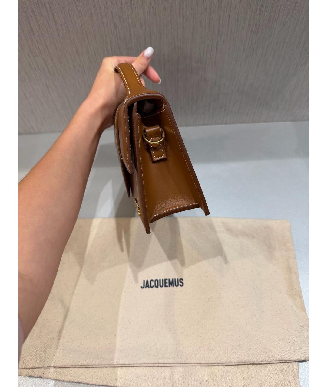 JACQUEMUS Коричневая кожаная сумка через плечо, фото 5