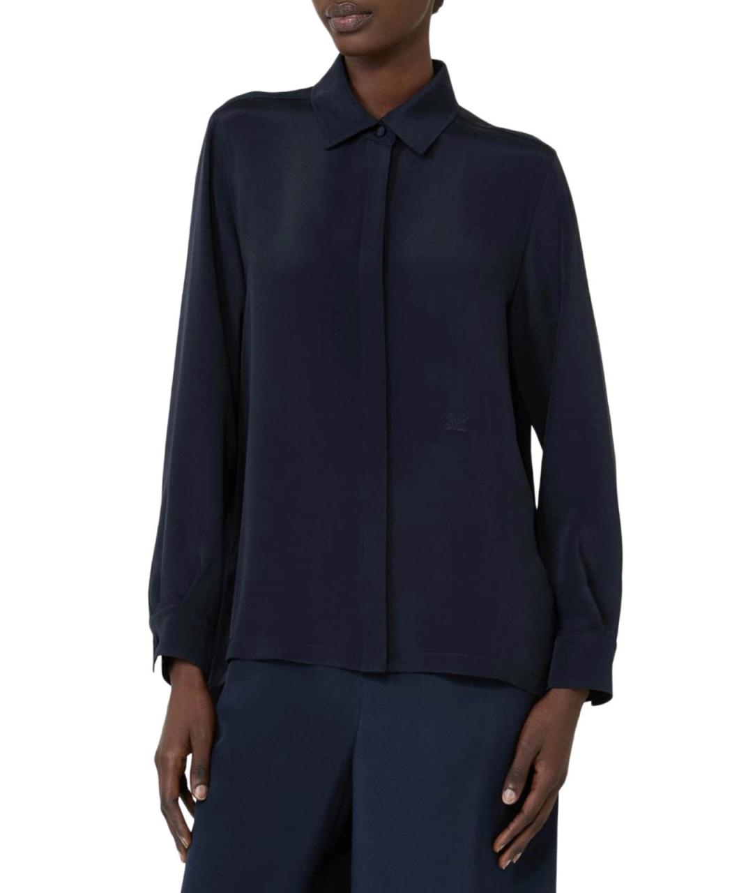 MAX MARA Синяя шелковая рубашка, фото 3