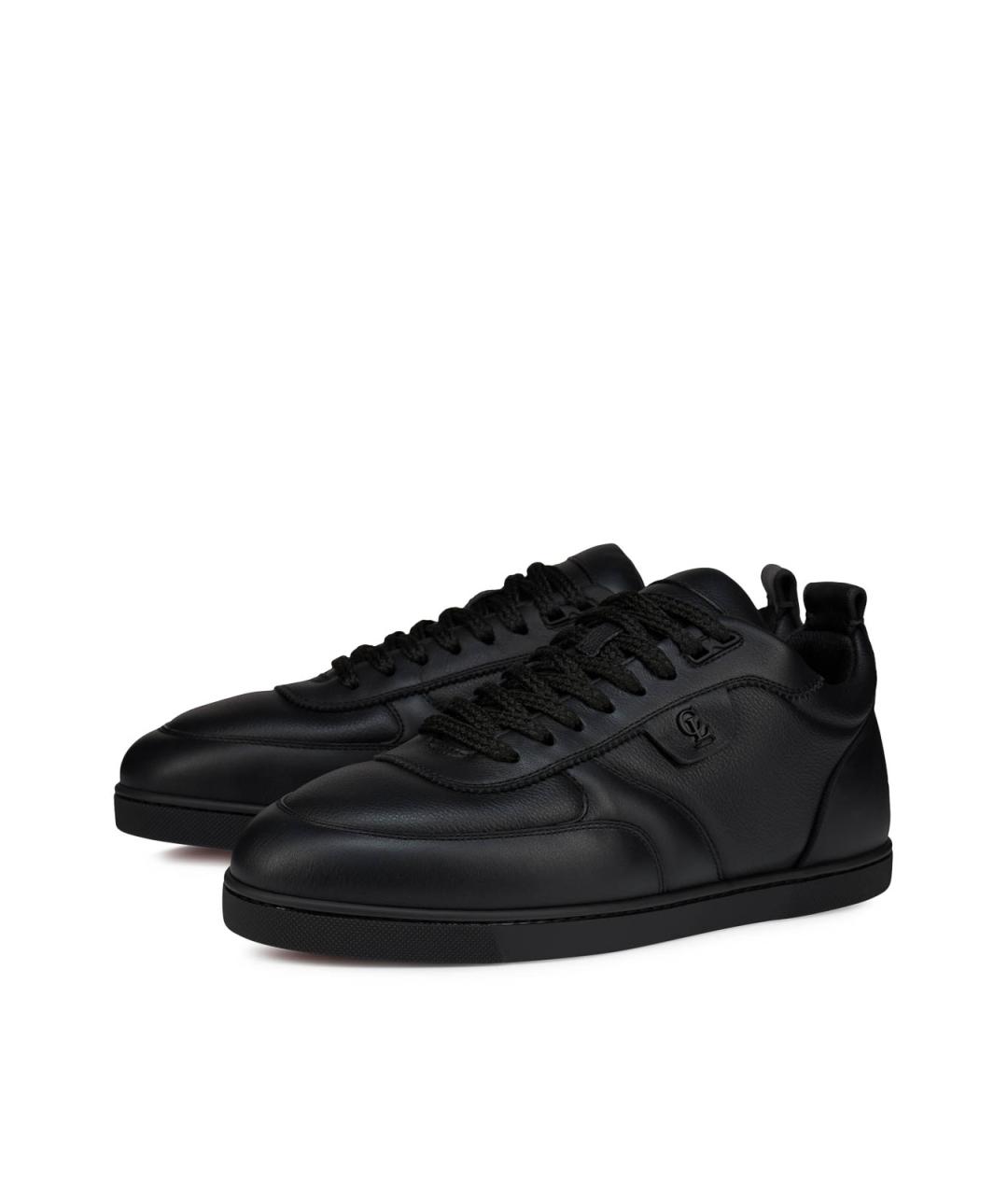 CHRISTIAN LOUBOUTIN Черные кожаные низкие кроссовки / кеды, фото 3