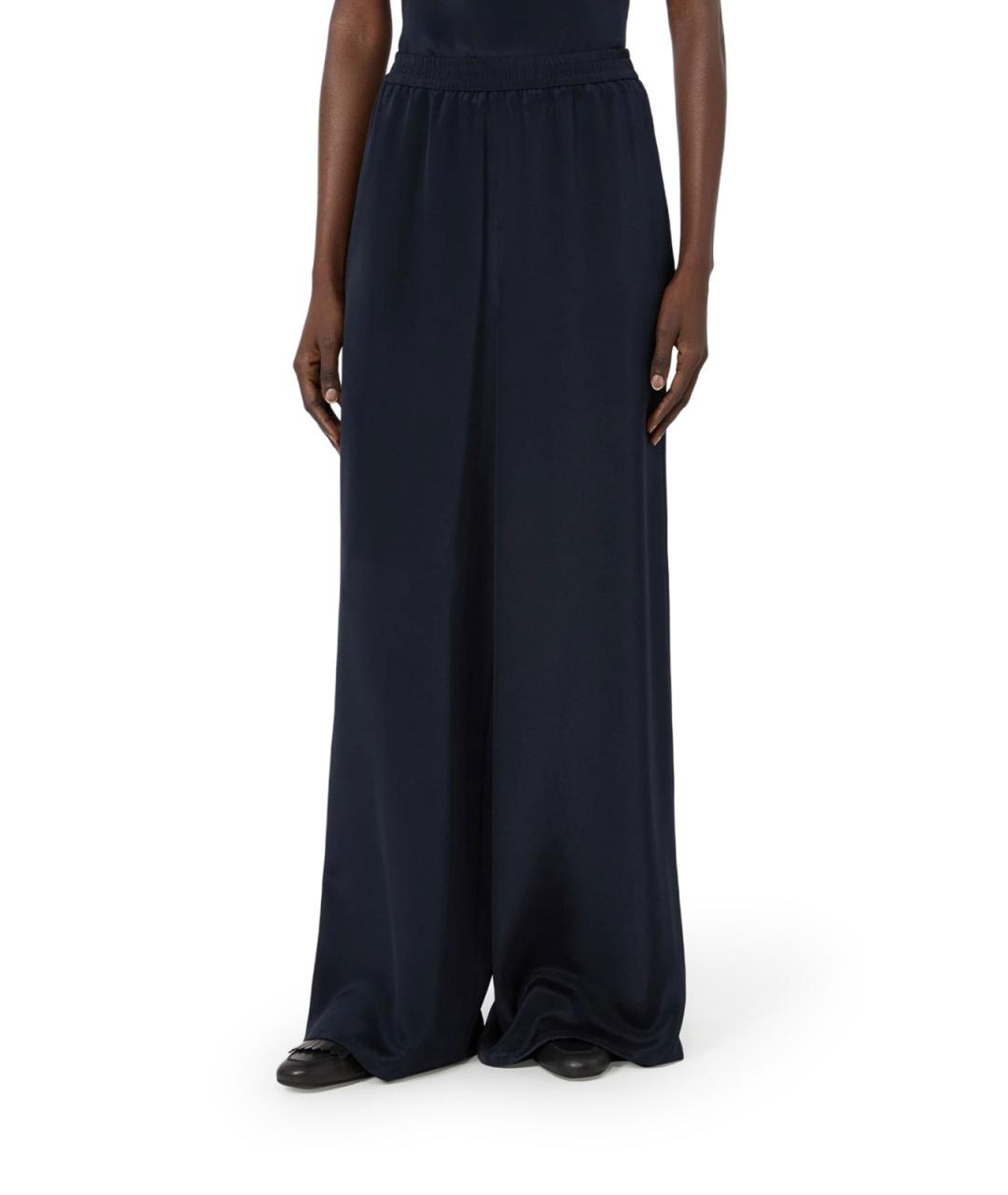 MAX MARA Синие шелковые брюки широкие, фото 3