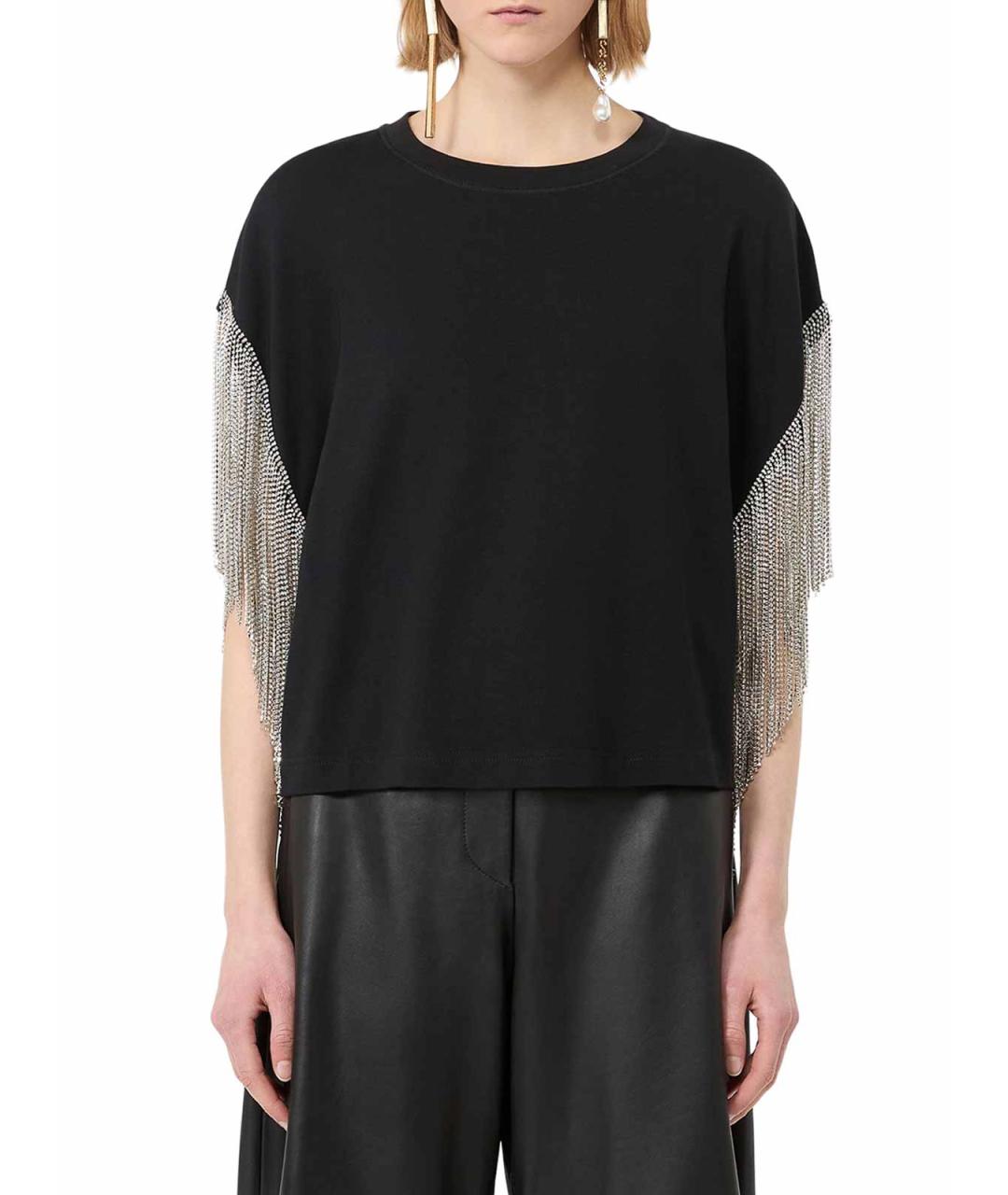 SPORTMAX Черная хлопковая футболка, фото 3