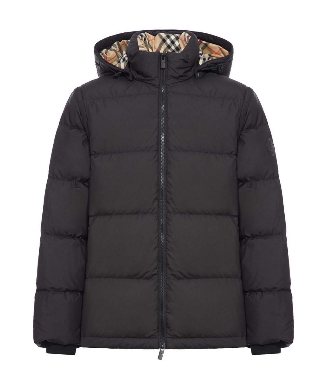 BURBERRY Черный полиэстеровый пуховик, фото 1