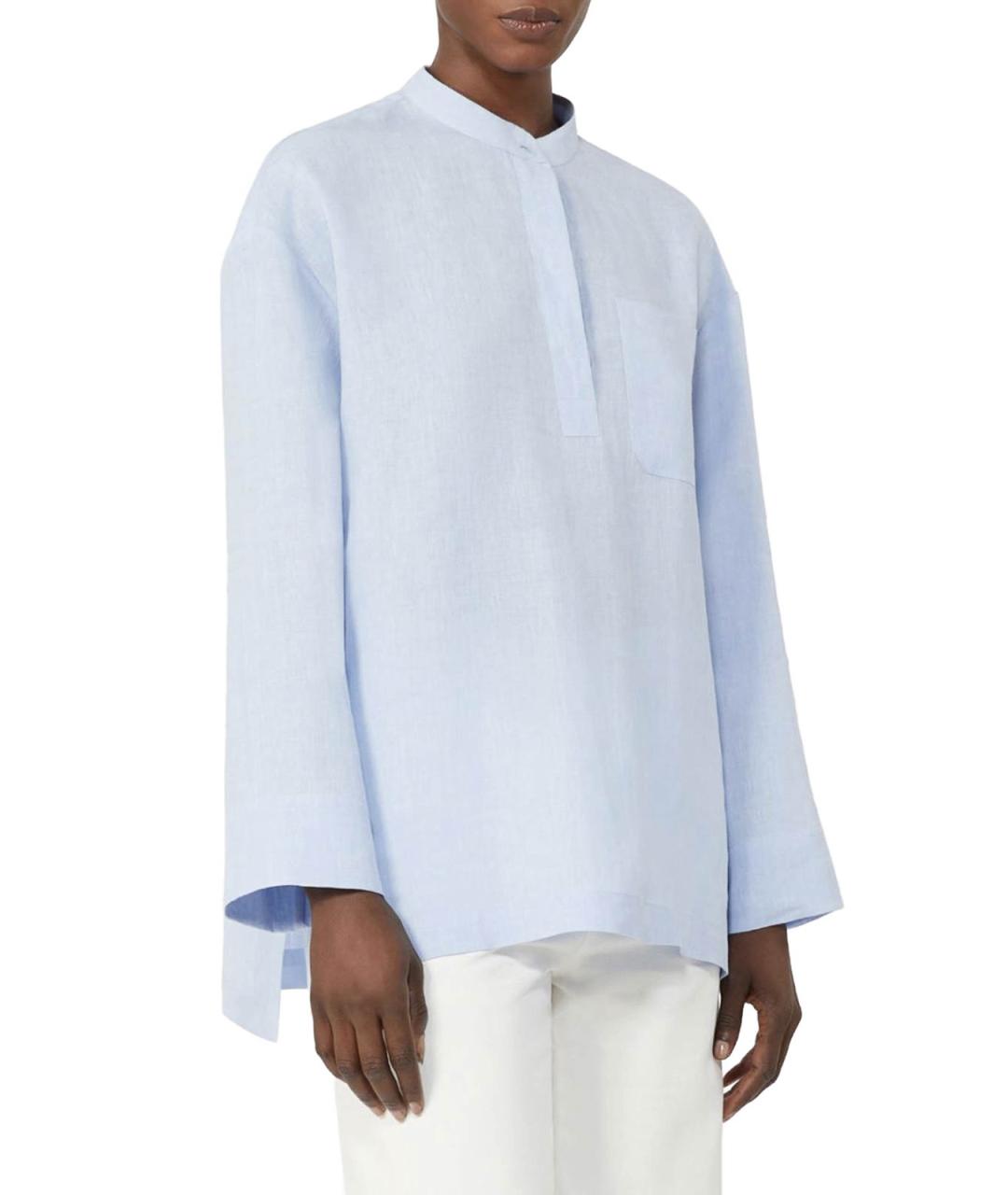 'S MAX MARA Голубая льняная рубашка, фото 3