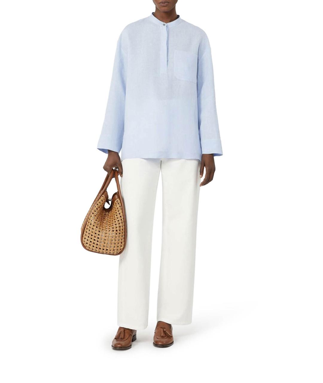 'S MAX MARA Голубая льняная рубашка, фото 2
