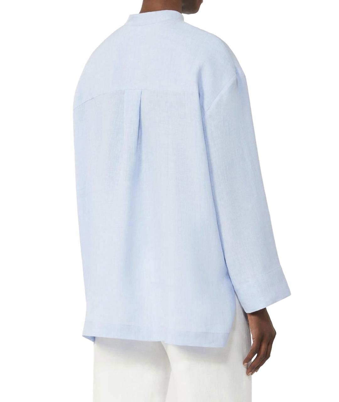 'S MAX MARA Голубая льняная рубашка, фото 4