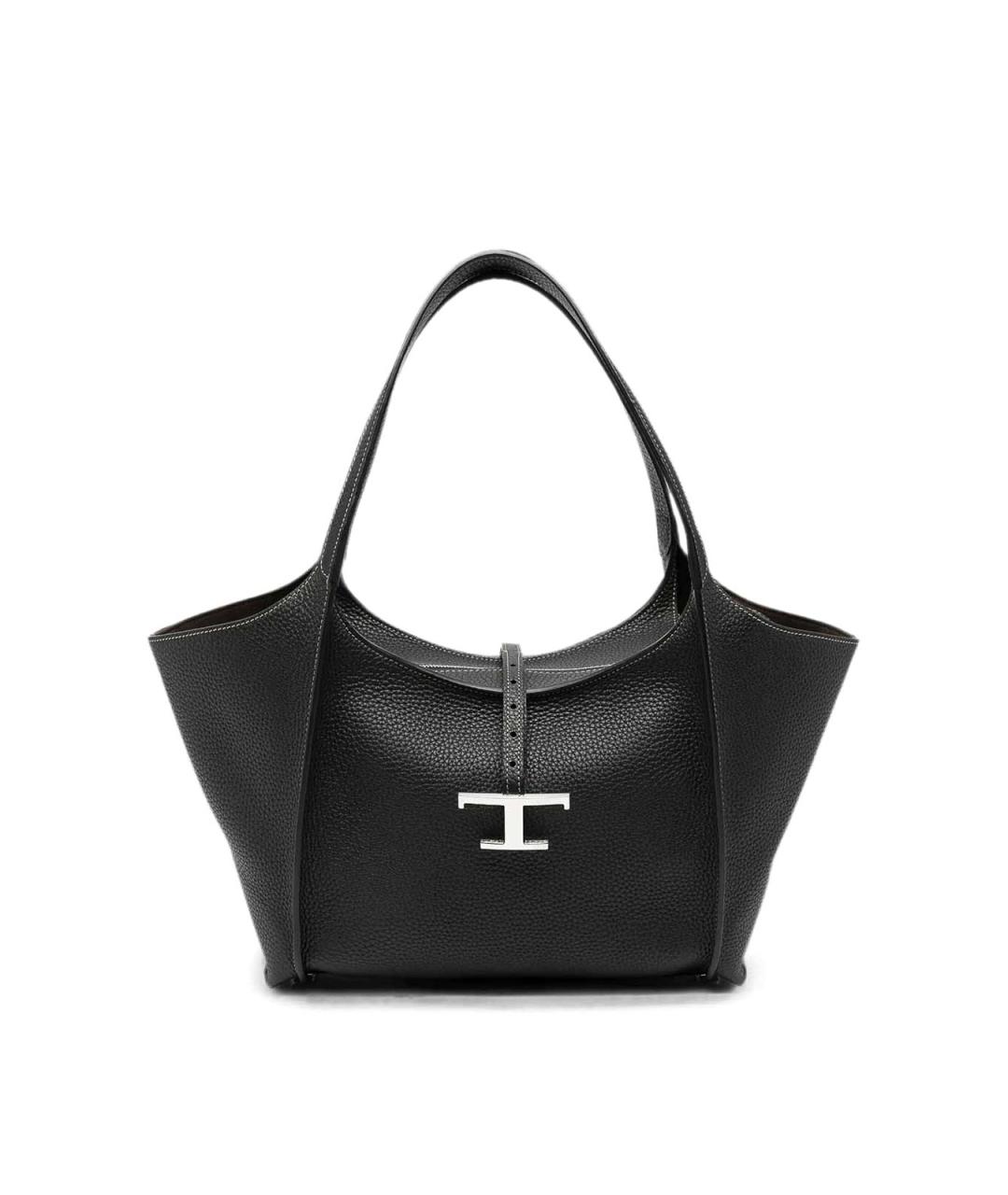 TOD'S Черная кожаная сумка тоут, фото 1