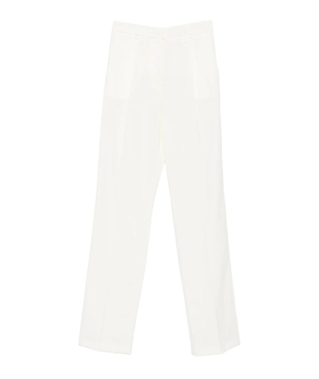 ELISABETTA FRANCHI Белые полиэстеровые прямые брюки, фото 1