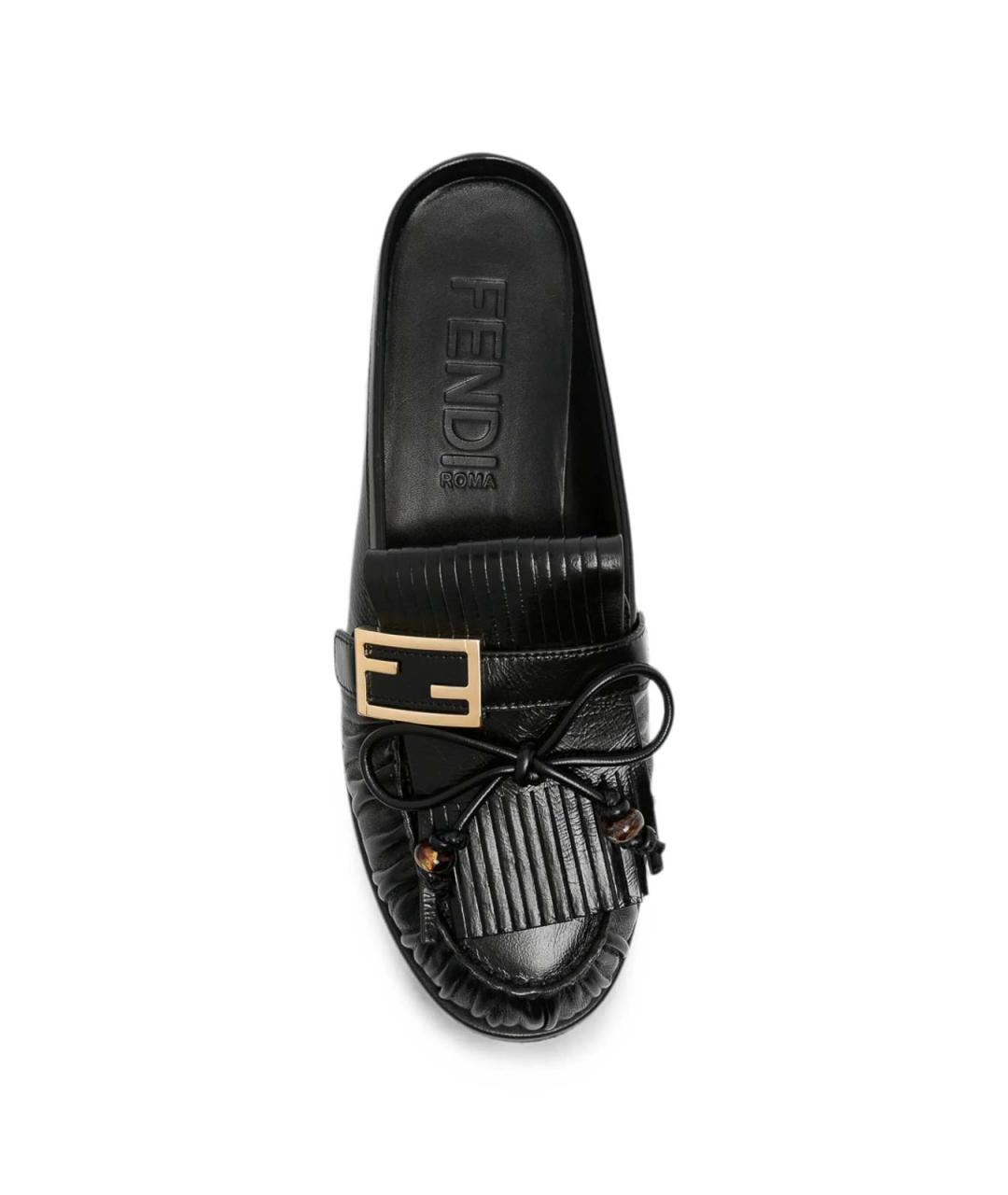 FENDI Черные кожаные мюли, фото 3