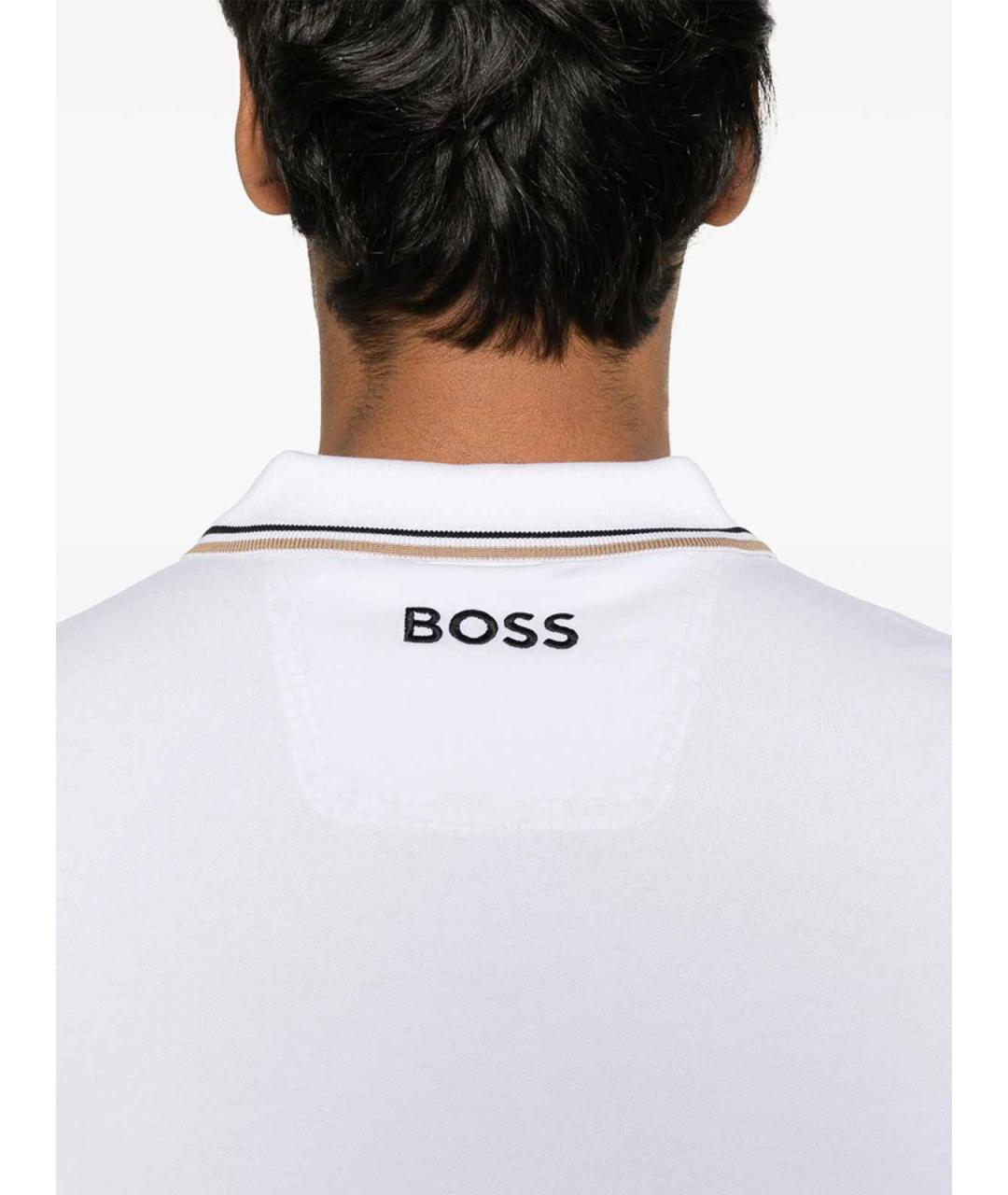 HUGO BOSS Белое хлопковое поло с коротким рукавом, фото 3